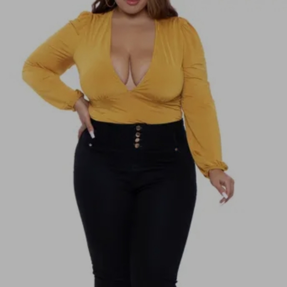 Curvy Sense Deep V-Neck Bodysuit